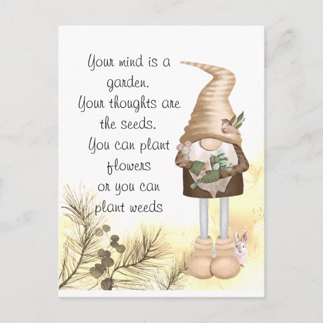 Inspirational Life Quote Cute Garden Gnome Verse H Postcard (Front)