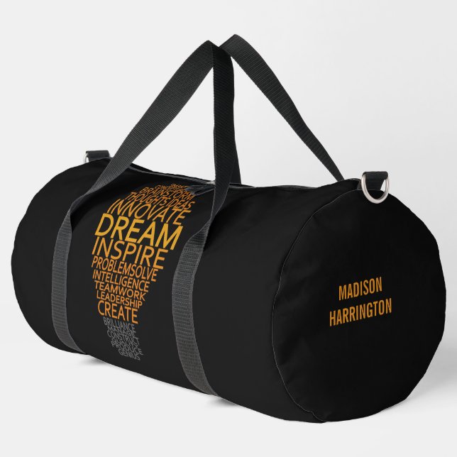 Inspirational Light Bulb custom name Duffle Bag (Left Corner)