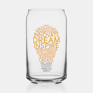 Inspirational Light Bulb custom text Can Glass