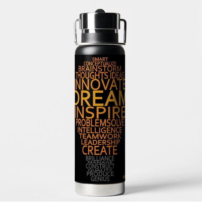 Inspirational Lightbulb Custom Monogram Water Bottle (Back)