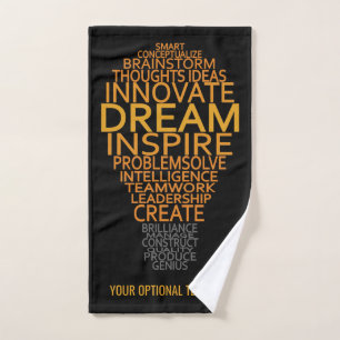 Inspirational Lightbulb custom text hand towel