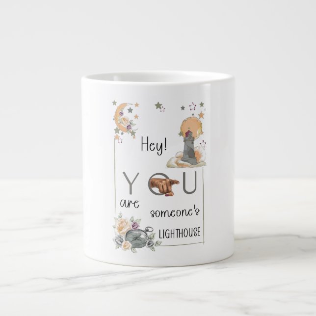 Inspirational Lighthouse Gift Positive Reminder Large Coffee Mug (Front)