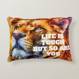 Inspirational Lion Face Tough Courage Fearless Accent Pillow