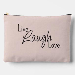 Inspirational LIVE LAUGH LOVE Quote Pink Cosmetic Accessory Pouch