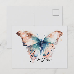Inspirational Love Aqua Blue Butterfly Postcard