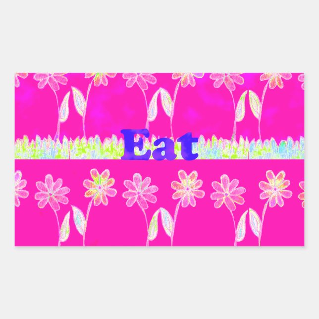 Inspirational Love Eat Play Flower Design Sticker (Front)