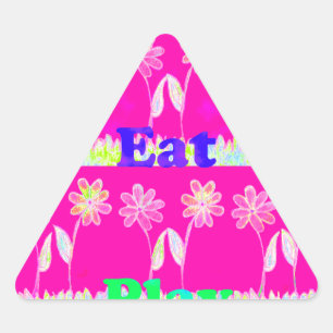 Inspirational Love Eat Play Flower Design Triangle Sticker