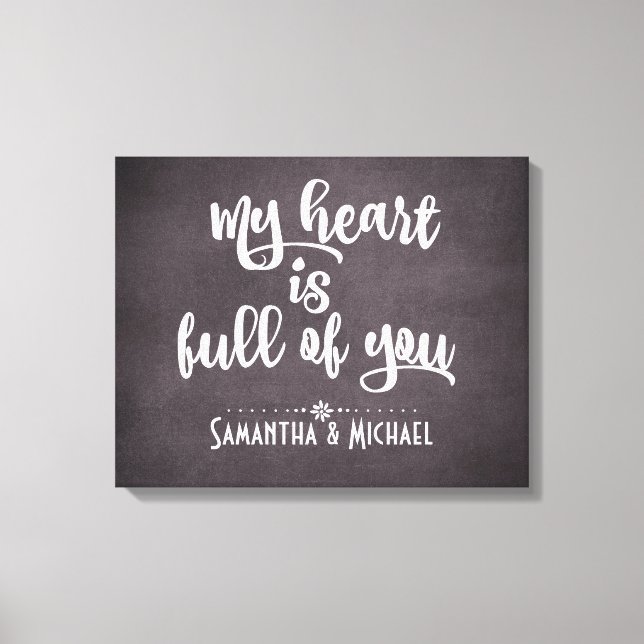 Inspirational Love Quote with Couple Names Canvas Print (Front)