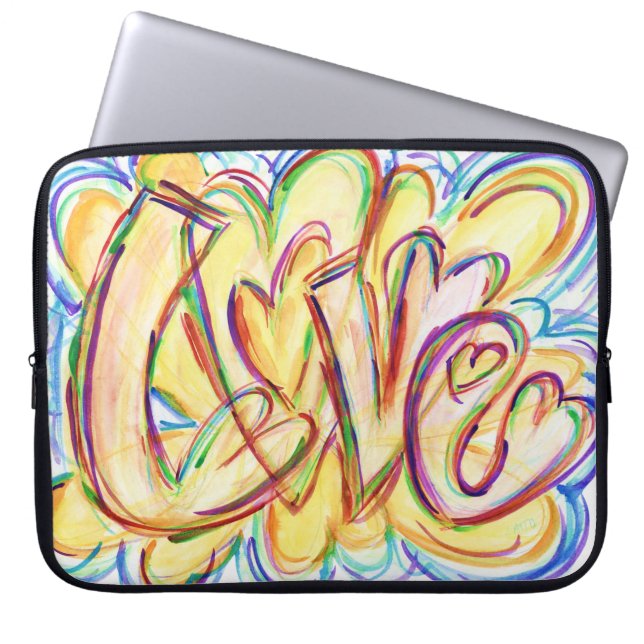 Inspirational Love Word Hearts Computer Sleeve (Front)