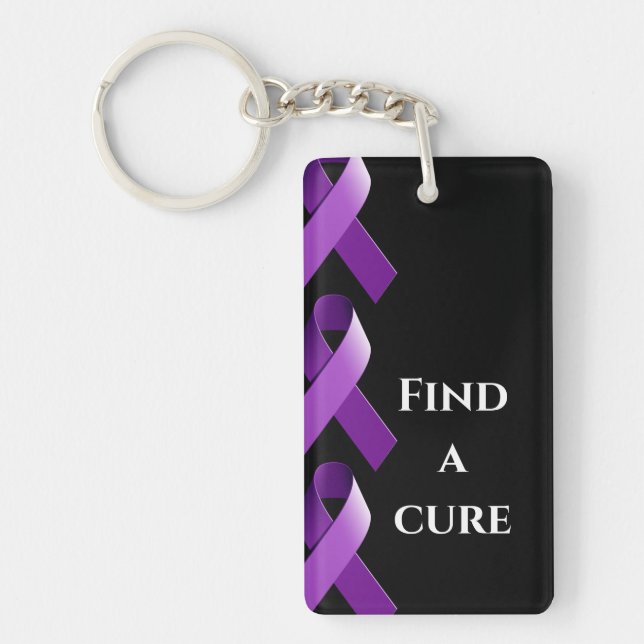 Inspirational Lupus Warrior Find a Cure Purple Keychain (Front)