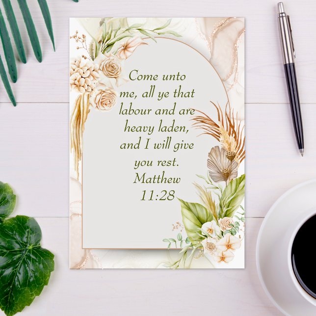 Inspirational Matthew 11:28 Floral Arch Postcard (Inspirational Matthew 11:28 Floral Arch boho Postcard
)