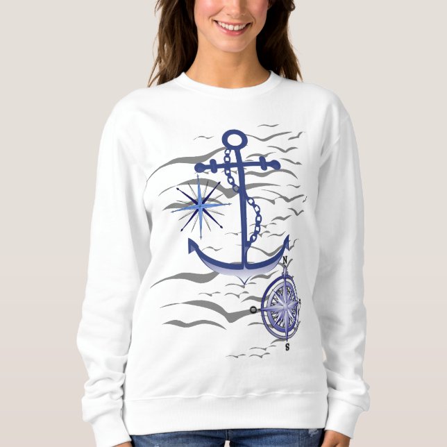 Inspirational message nautical theme sweatshirt (Front)