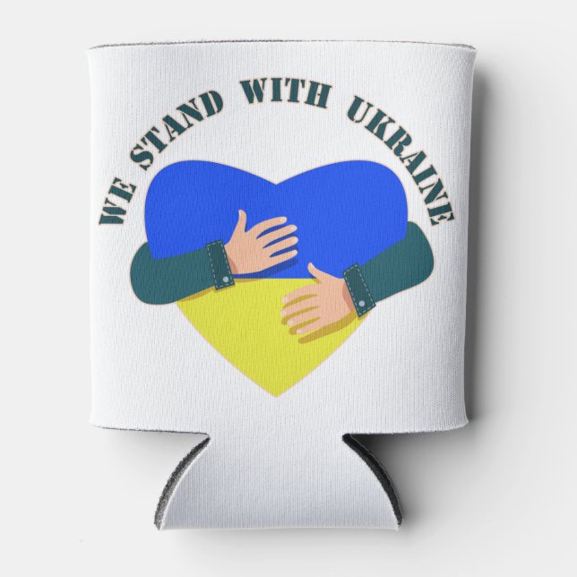 Inspirational message We stand with Ukraine  Can Cooler (Front)