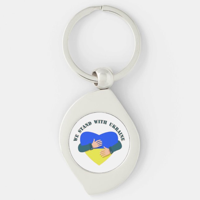 Inspirational message We stand with Ukraine  Keychain (Front)