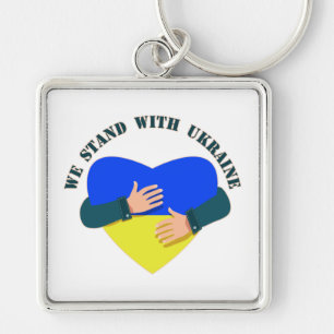 Inspirational message We stand with Ukraine Keychain