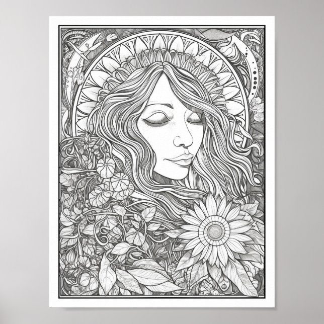 Inspirational/Mindfulness Adult Colouring Poster (Front)