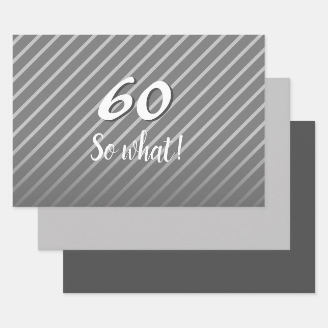 Inspirational Modern Elegant Grey 60th Birthday Wrapping Paper Sheet (Set)