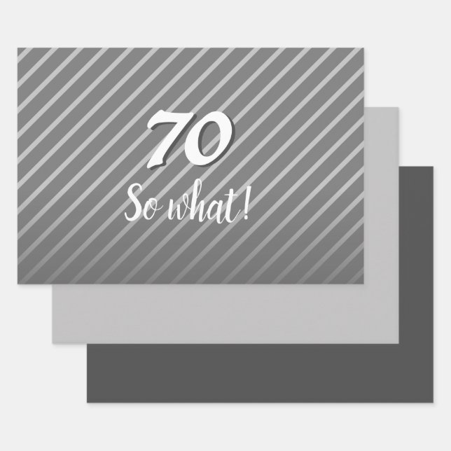 Inspirational Modern Elegant Grey 70th Birthday Wrapping Paper Sheet (Set)