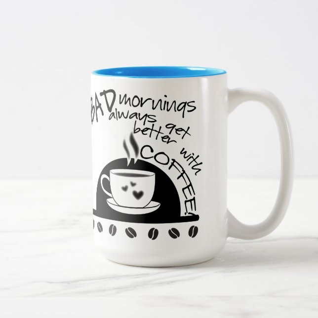 Inspirational Mornings Better With Coffee Black Two-Tone Coffee Mug (Right)