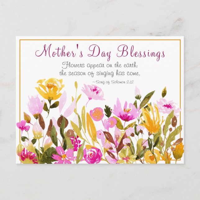 Inspirational Mother's Day Flower Garden Bible Postcard (Front)