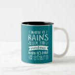 Inspirational Motivation Quote Think Positive Two-Tone Coffee Mug<br><div class="desc">Inspirational motivation quote to keep you inspired and motivate others around you.

Beautiful saying about always look on the bright side,  think positive,  look for good. When it rains,  look for rainbow. When it's dark,  look for stars.

Background colour can be customized to your desired colour.</div>