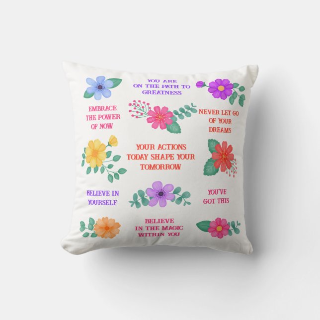 Inspirational Motivational Create Your Own Quotes Throw Pillow (Front)