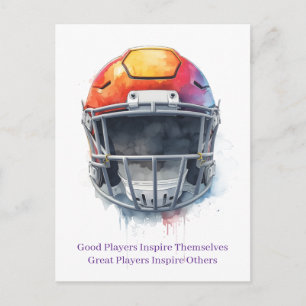 Inspirational Motivational Football Helmet  Holiday Postcard