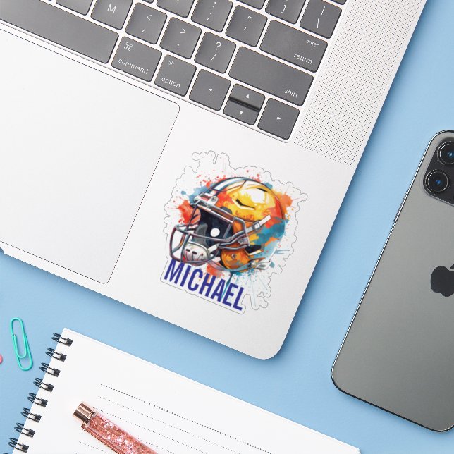 Inspirational Motivational Football Helmet Name (Laptop w/ iPhone)