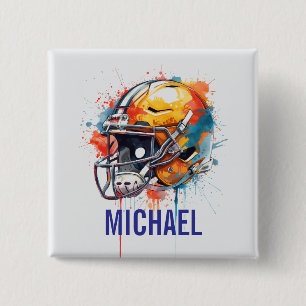 Inspirational Motivational Football Helmet Name 2 Inch Square Button
