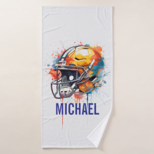 Inspirational Motivational Football Helmet Name Bath Towel