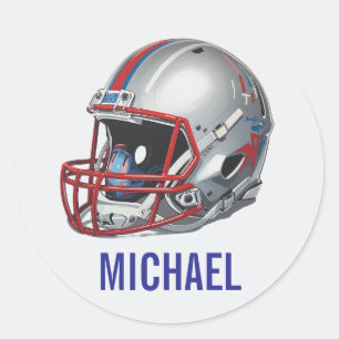 Inspirational Motivational Football Helmet Name Classic Round Sticker