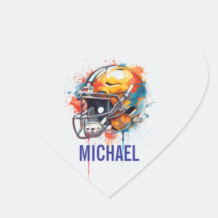 Inspirational Motivational Football Helmet Name Heart Sticker