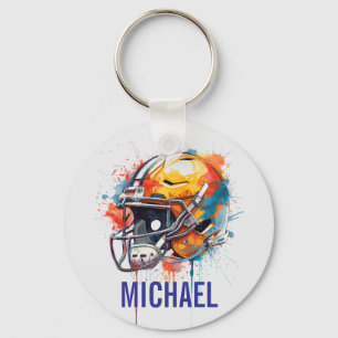 Inspirational Motivational Football Helmet Name Keychain