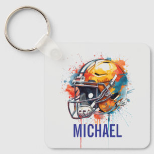 Inspirational Motivational Football Helmet Name Keychain