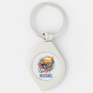 Inspirational Motivational Football Helmet Name Keychain