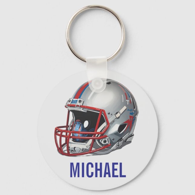 Inspirational Motivational Football Helmet Name Keychain (Front)
