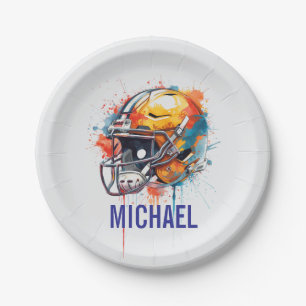 Inspirational Motivational Football Helmet Name Paper Plate