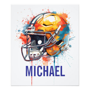 Inspirational Motivational Football Helmet Name Photo Print