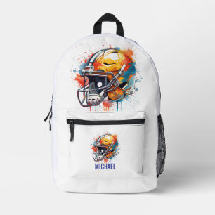 Inspirational Motivational Football Helmet Name Printed Backpack