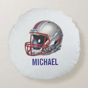 Inspirational Motivational Football Helmet Name Round Pillow