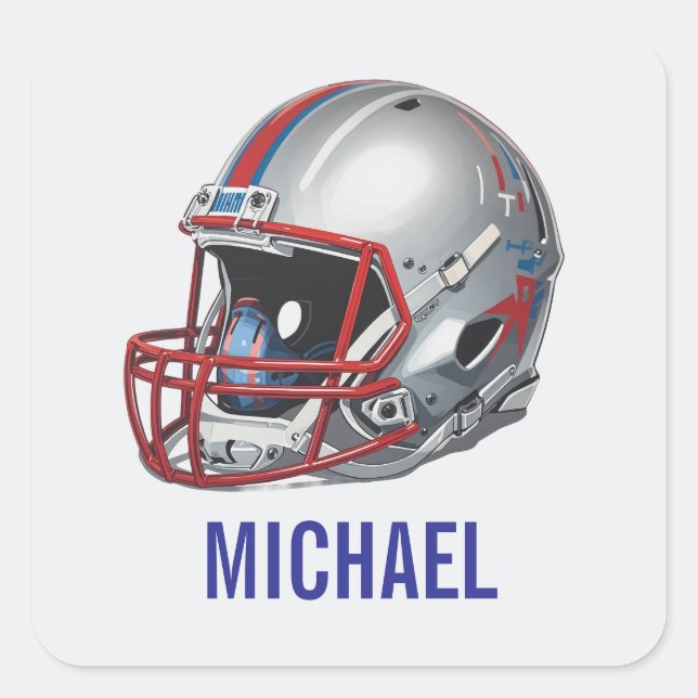 Inspirational Motivational Football Helmet Name Square Sticker (Front)