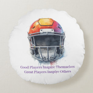 Inspirational Motivational Football Helmet Round Pillow