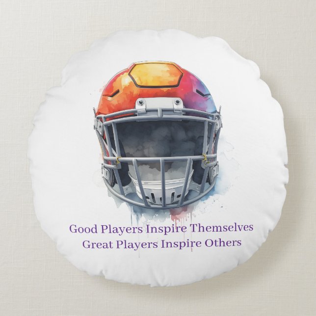 Inspirational Motivational Football Helmet  Round Pillow (Front)