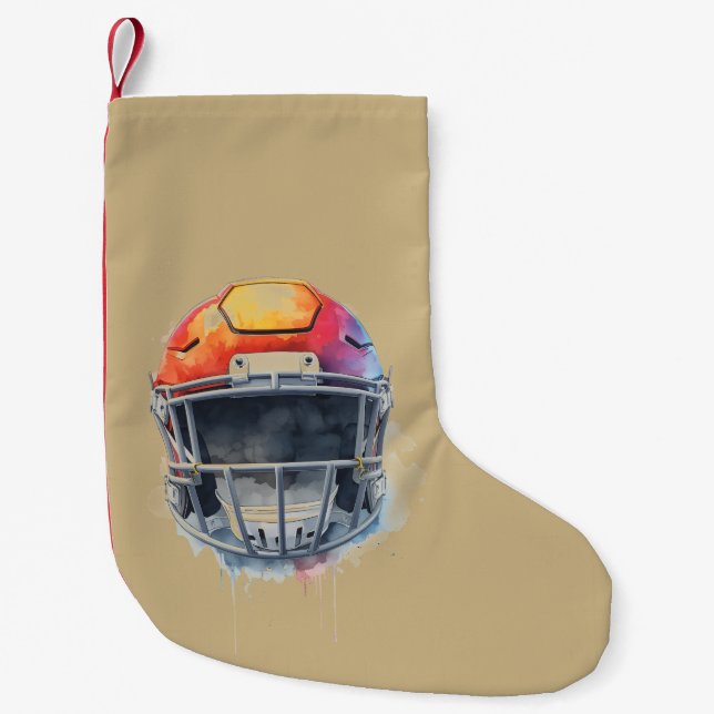 Inspirational Motivational Football Helmet Small Christmas Stocking (Front)