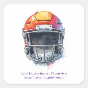 Inspirational Motivational Football Helmet Square Sticker
