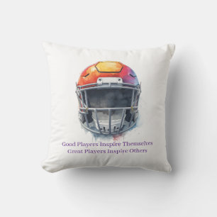 Inspirational Motivational Football Helmet Throw Pillow