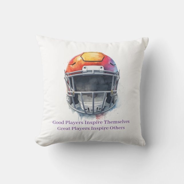 Inspirational Motivational Football Helmet  Throw Pillow (Front)