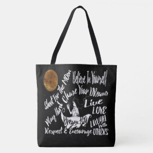 Inspirational Motivational Quote Stars @ Night Tote Bag