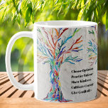 Inspirational Motivational Quote Tree Coffee Mug<br><div class="desc">Inspirational Motivational Tree Coffee Mug.
This decorative coffee mug features a mosaic tree in rainbow colours and an inspiring quote.
Because we create our own artwork you won't find this exact image from other designers.
Original Mosaic © Michele Davies.
Original Quote © Michele Davies.</div>