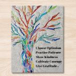 Inspirational Motivational Quote Tree Jigsaw Puzzle<br><div class="desc">Inspirational Motivational Tree Jigsaw Puzzle.
This decorative puzzle features a mosaic tree in rainbow colours and an inspiring quote.
Because we create our own artwork you won't find this exact image from other designers.
Original Mosaic © Michele Davies.
Original Quote © Michele Davies.</div>